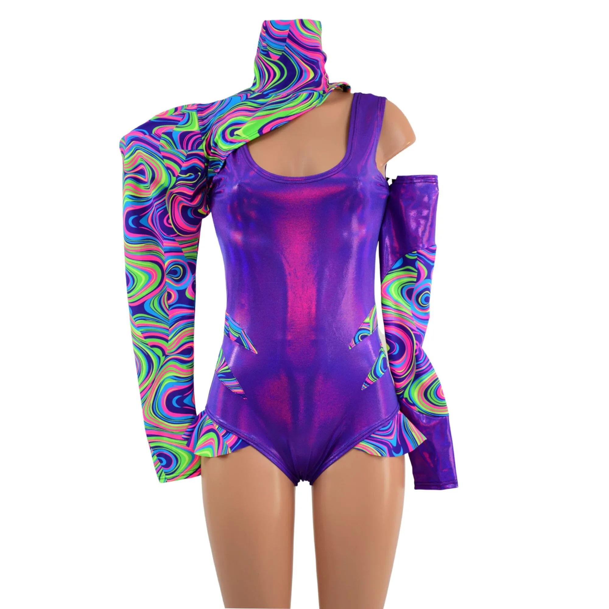 Glow Worm and Grape 3pc Chromatic Romper, Sleeve and Bolero Set