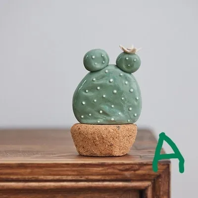 Gohobi Handmade Cactus Ceramic Ornament (Tall version)