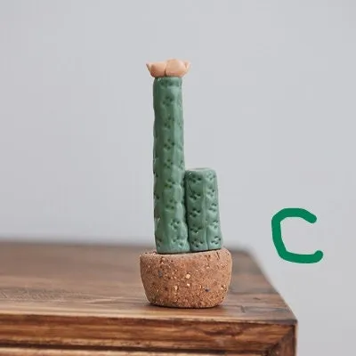 Gohobi Handmade Cactus Ceramic Ornament (Tall version)