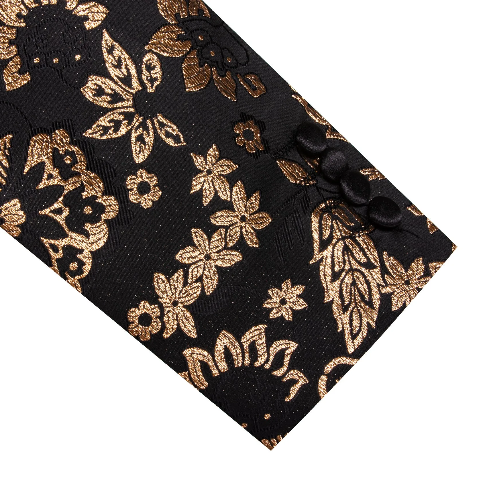 Golden Black Floral Flower Men's Suit for Party