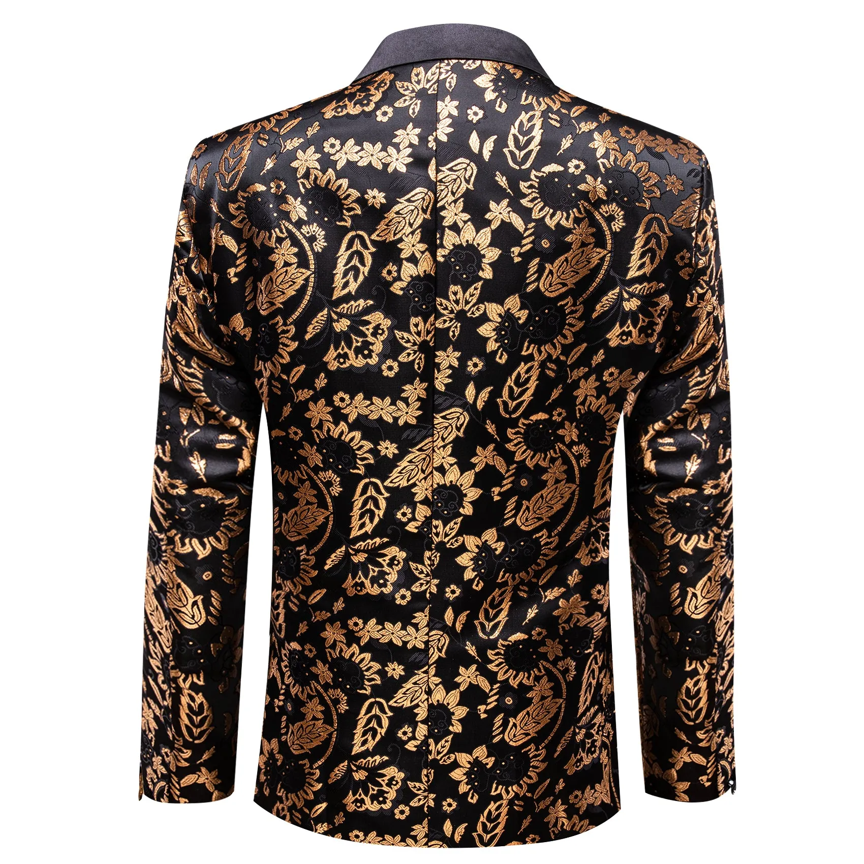 Golden Black Floral Flower Men's Suit for Party