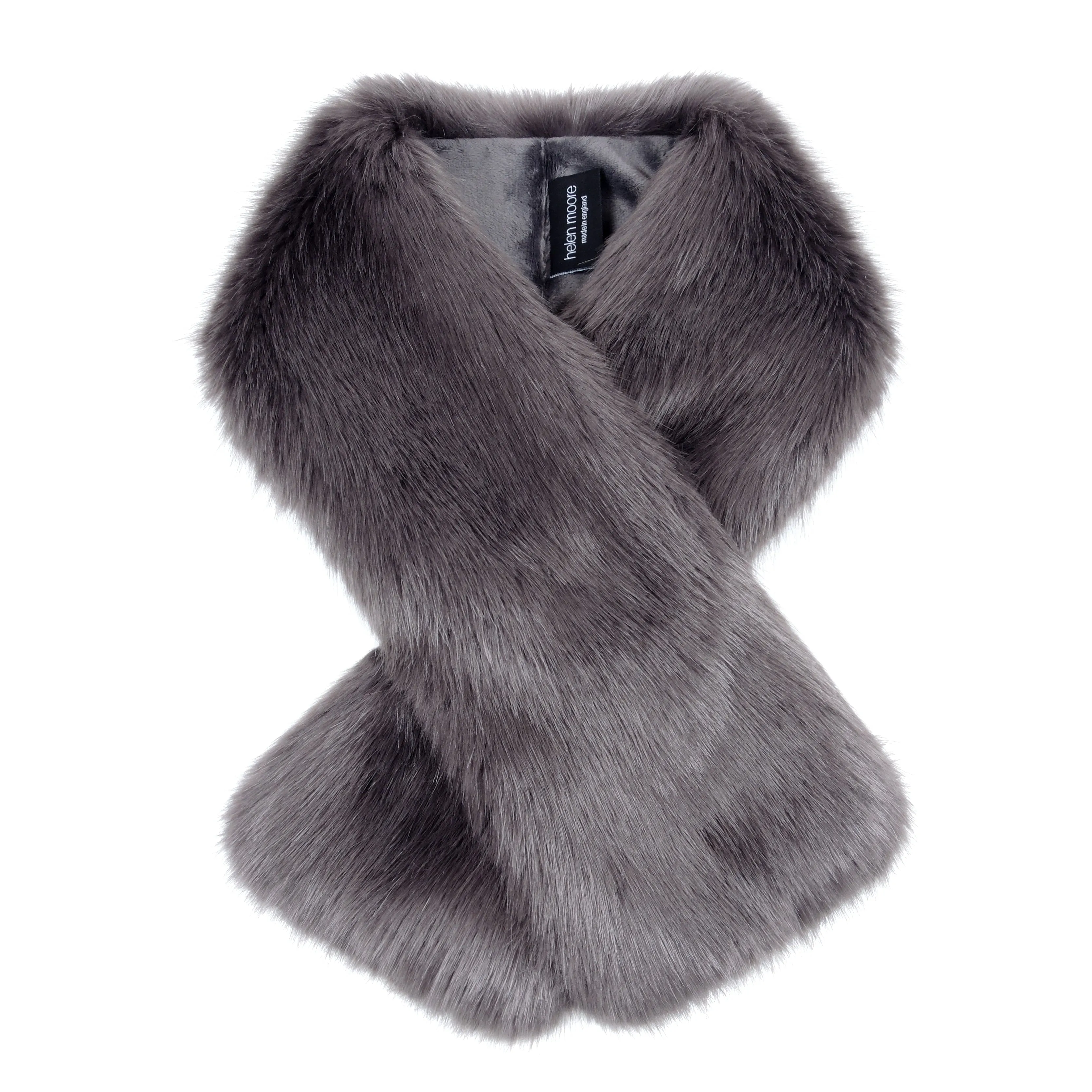 Grey Steel Faux Fur Tippet Scarf