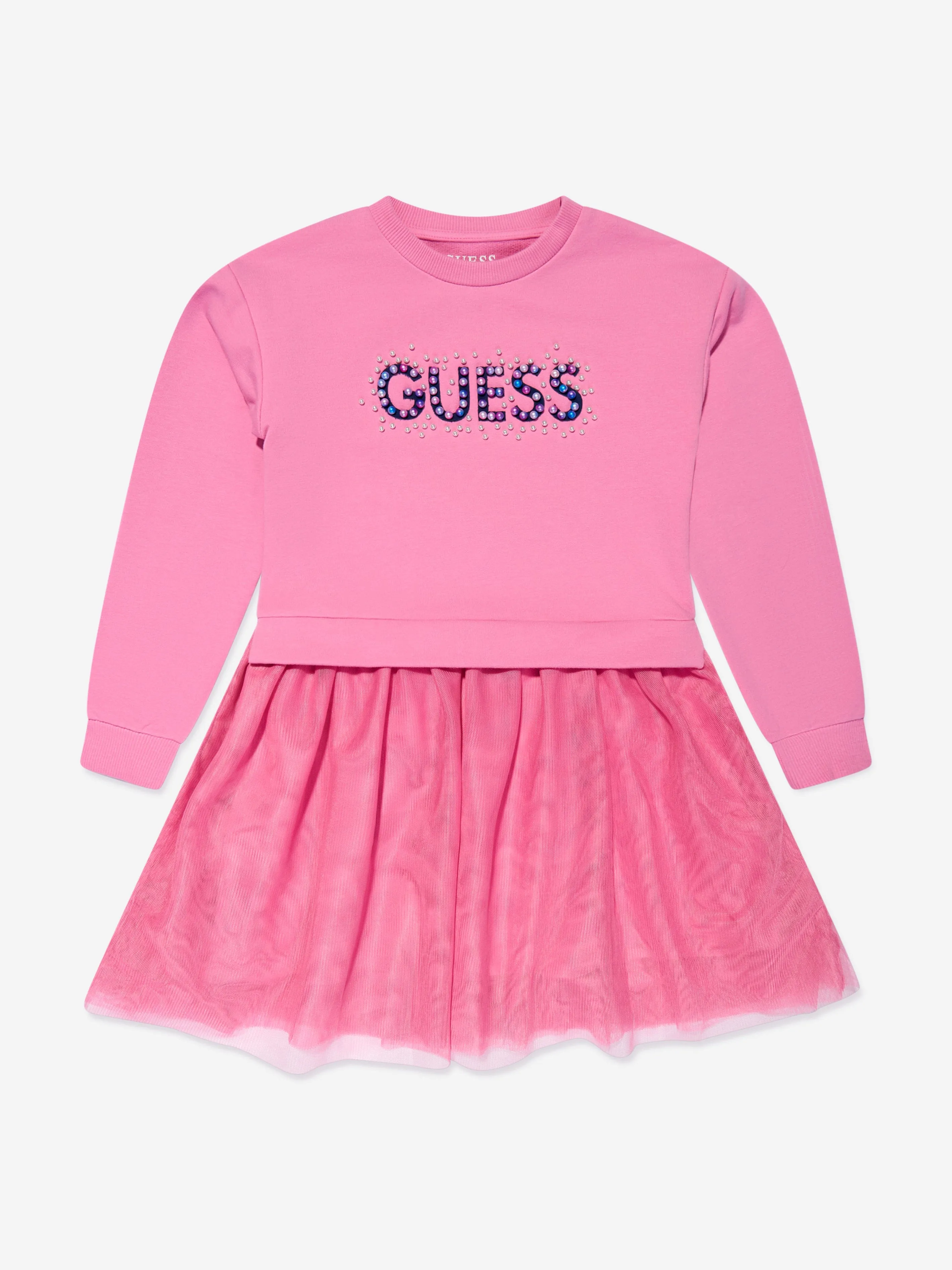 Guess Girls Tulle Sweater Dress in Pink