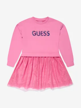 Guess Girls Tulle Sweater Dress in Pink