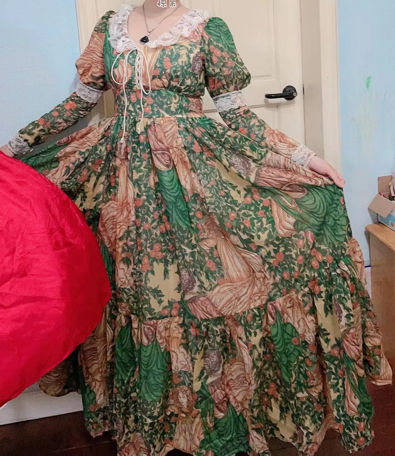 Gunne Sax Reproduction 70s Adam Eve Print Dress