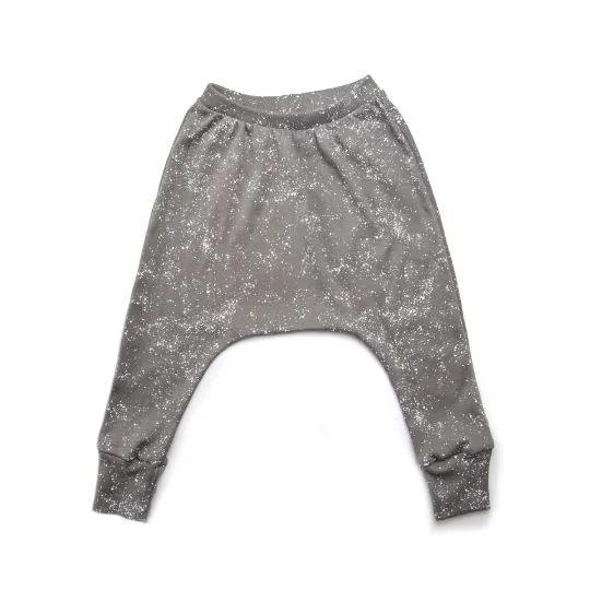 Harem Pants / Leggings - Organic Cotton - Gray with White Splashes Print