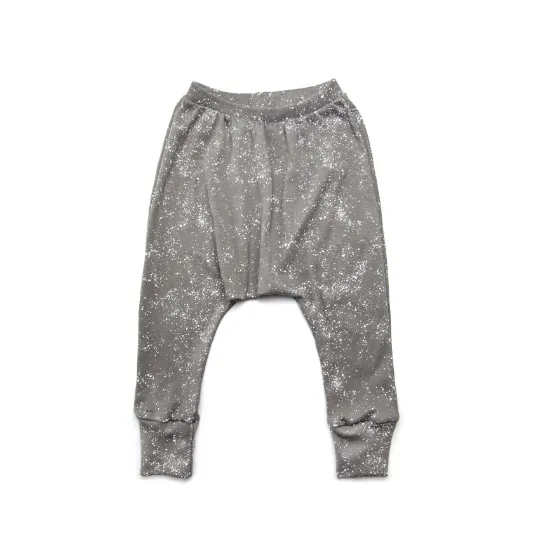 Harem Pants / Leggings - Organic Cotton - Gray with White Splashes Print