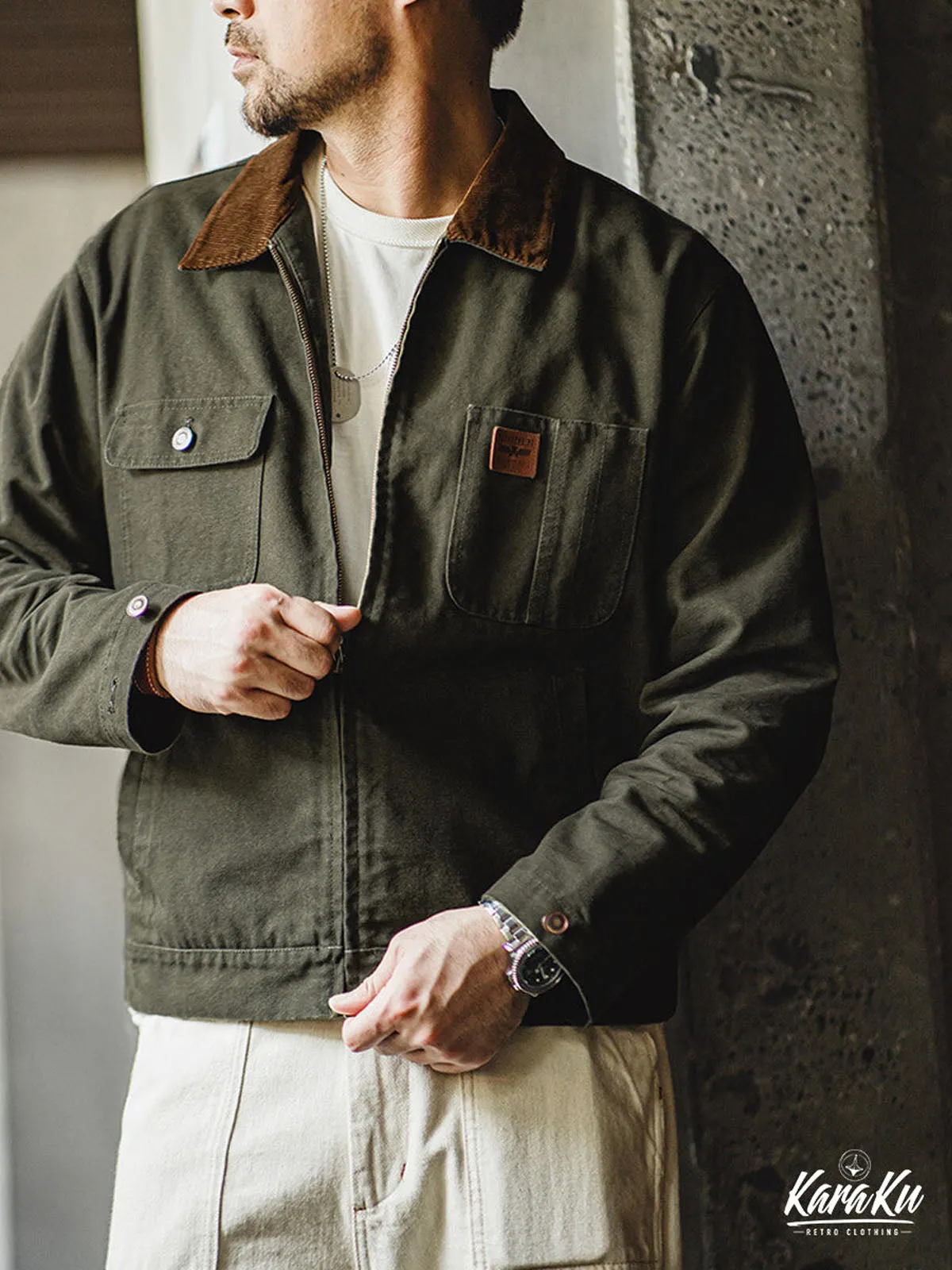 Heavyweight Corduroy Collar Canvas Detroit Jacket