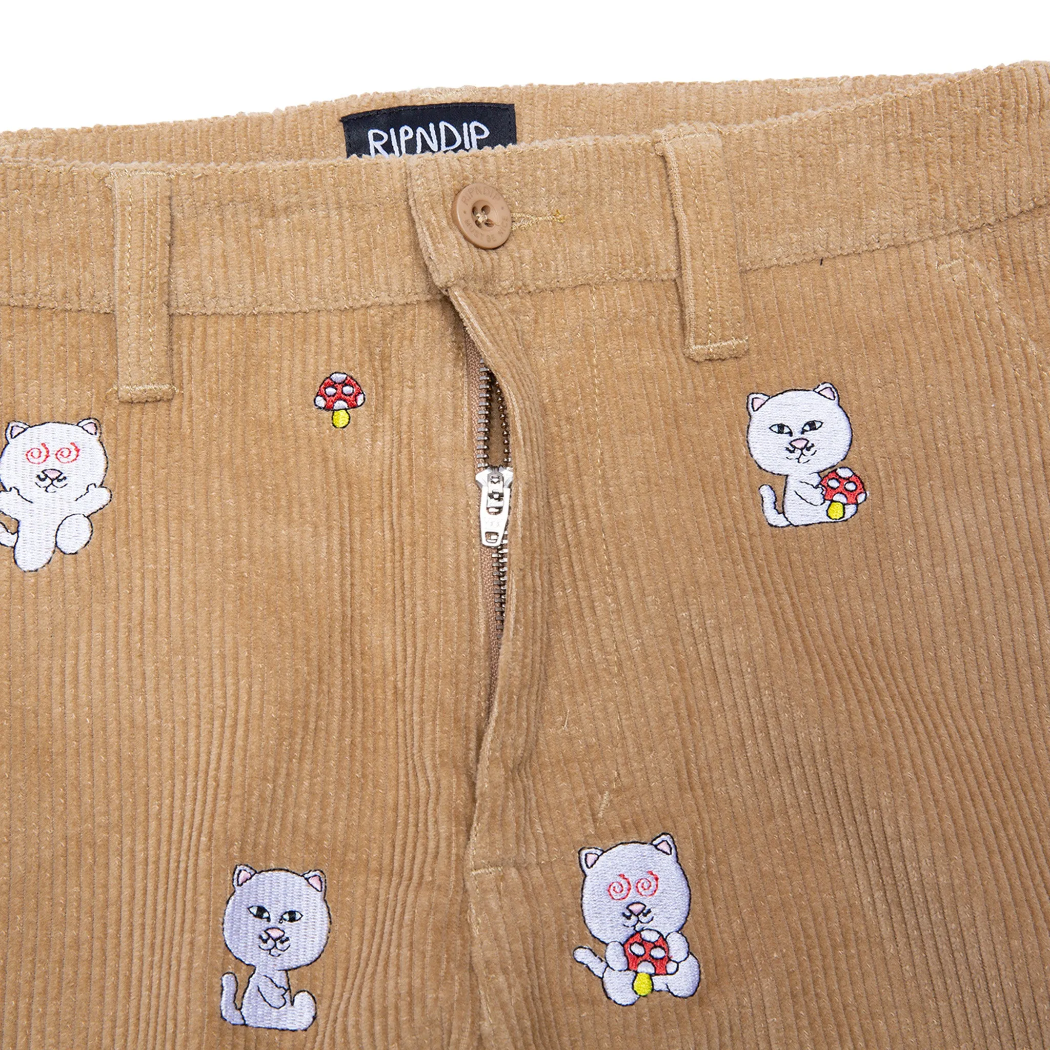 Hello Nermy Corduroy Embroidered Pants (Tan)