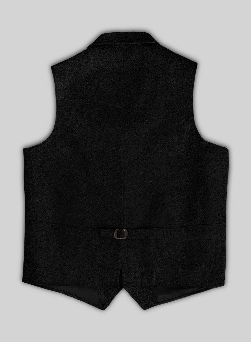 Highlander Heavy Black Herringbone Tweed Hunting Vest