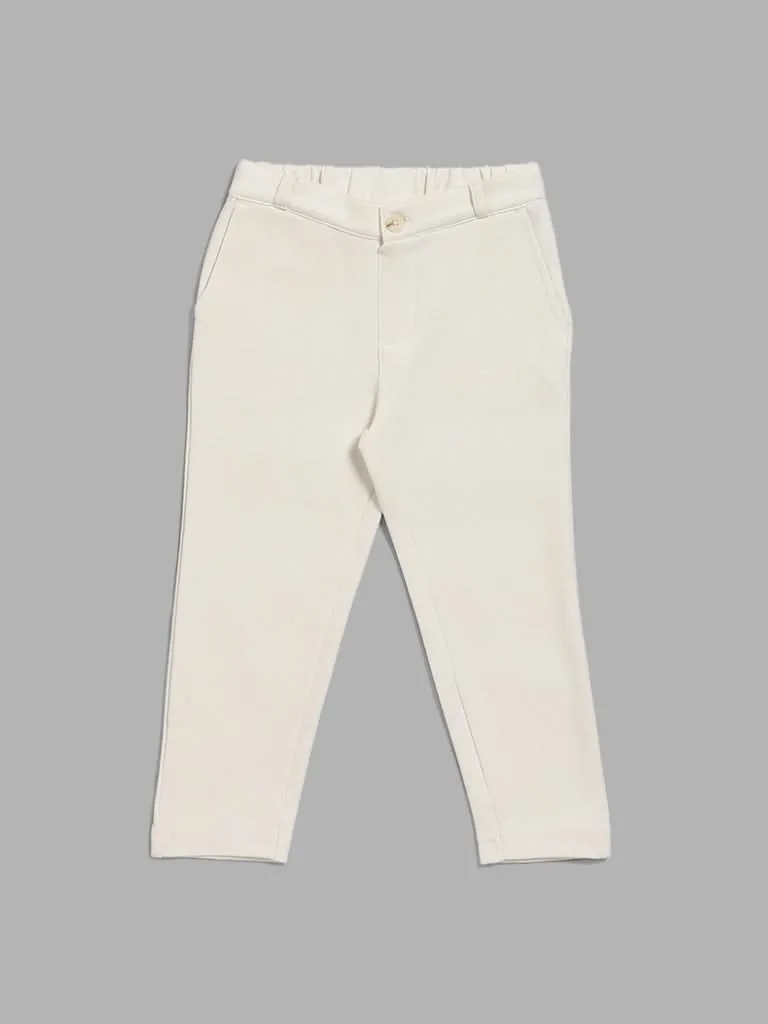 HOP Kids Solid Off White Trousers