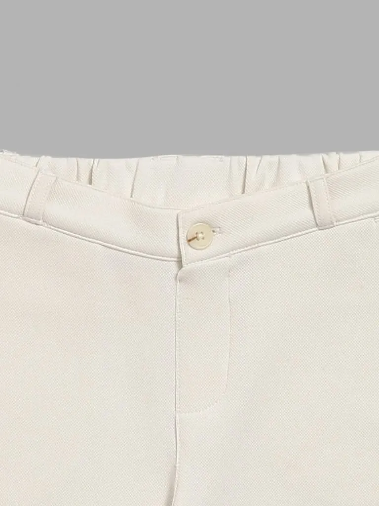 HOP Kids Solid Off White Trousers