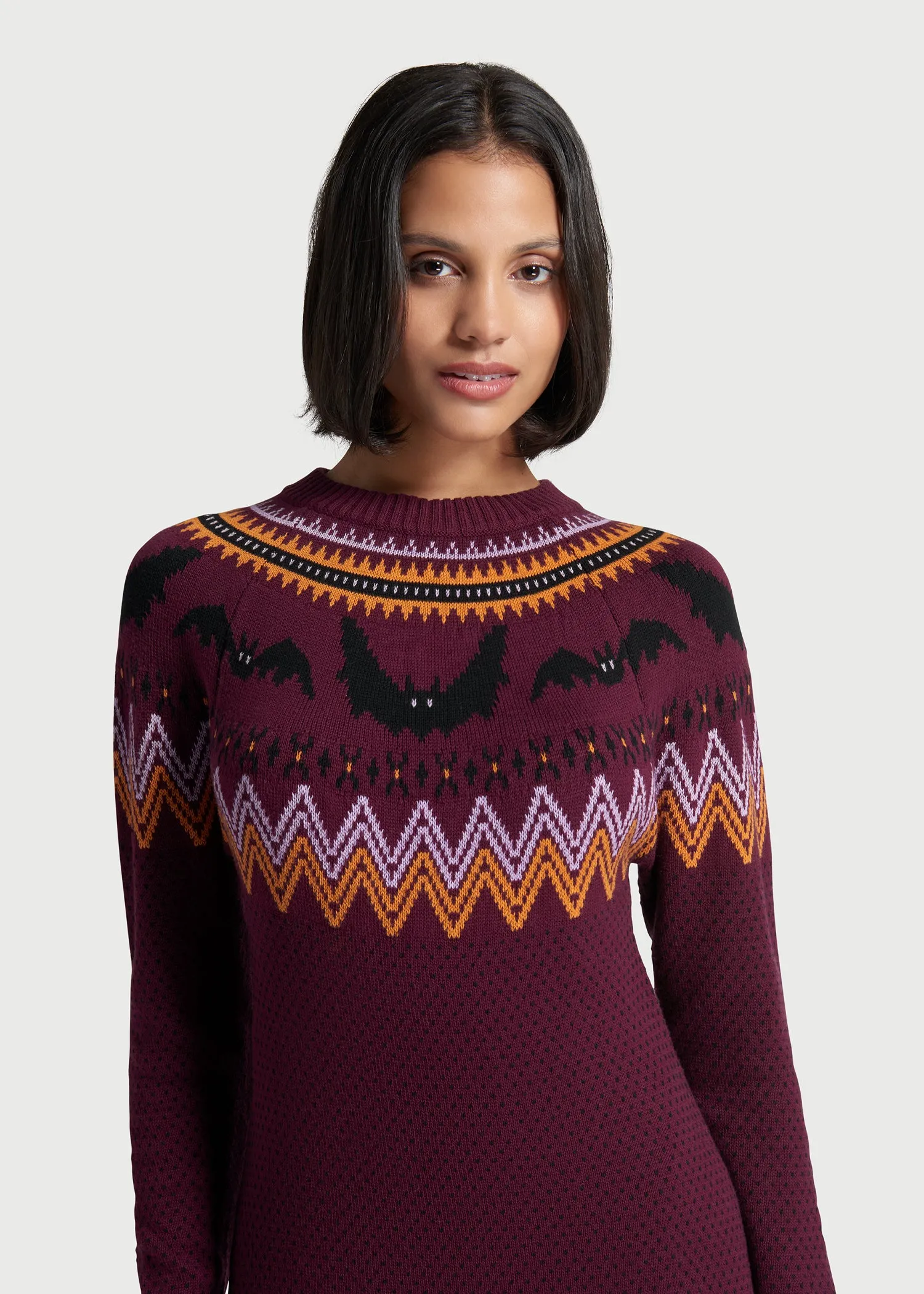 It Be Like 'Bat' Fair Isle Sweater Dress