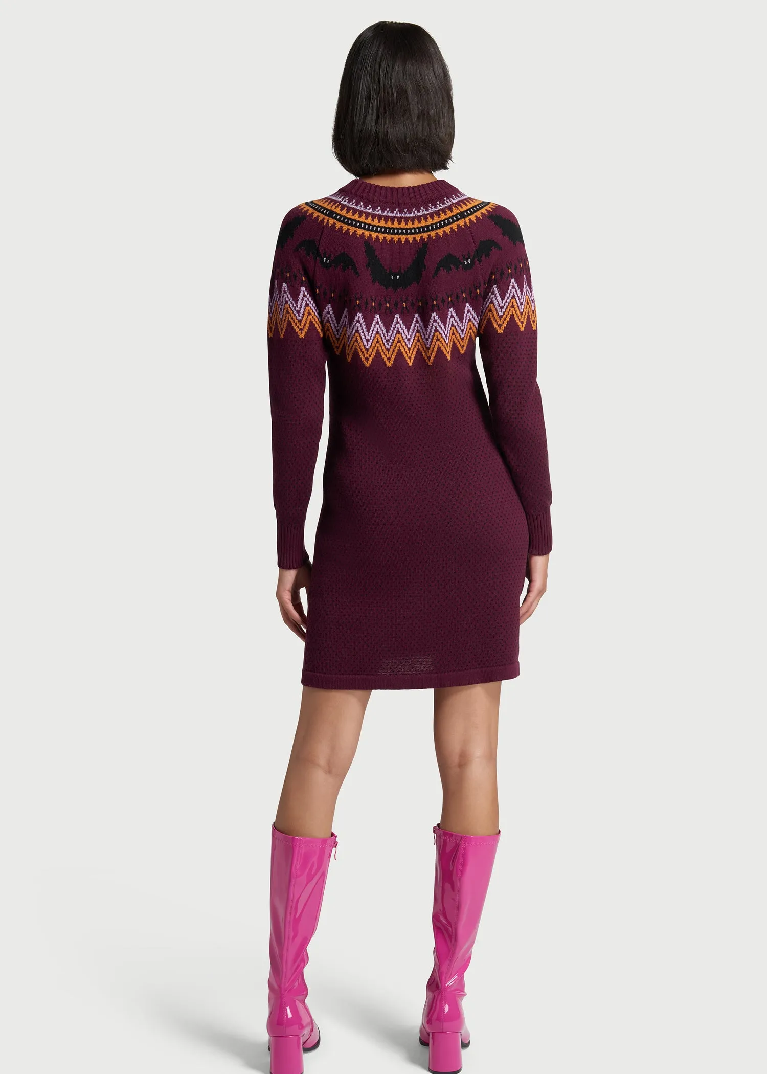 It Be Like 'Bat' Fair Isle Sweater Dress