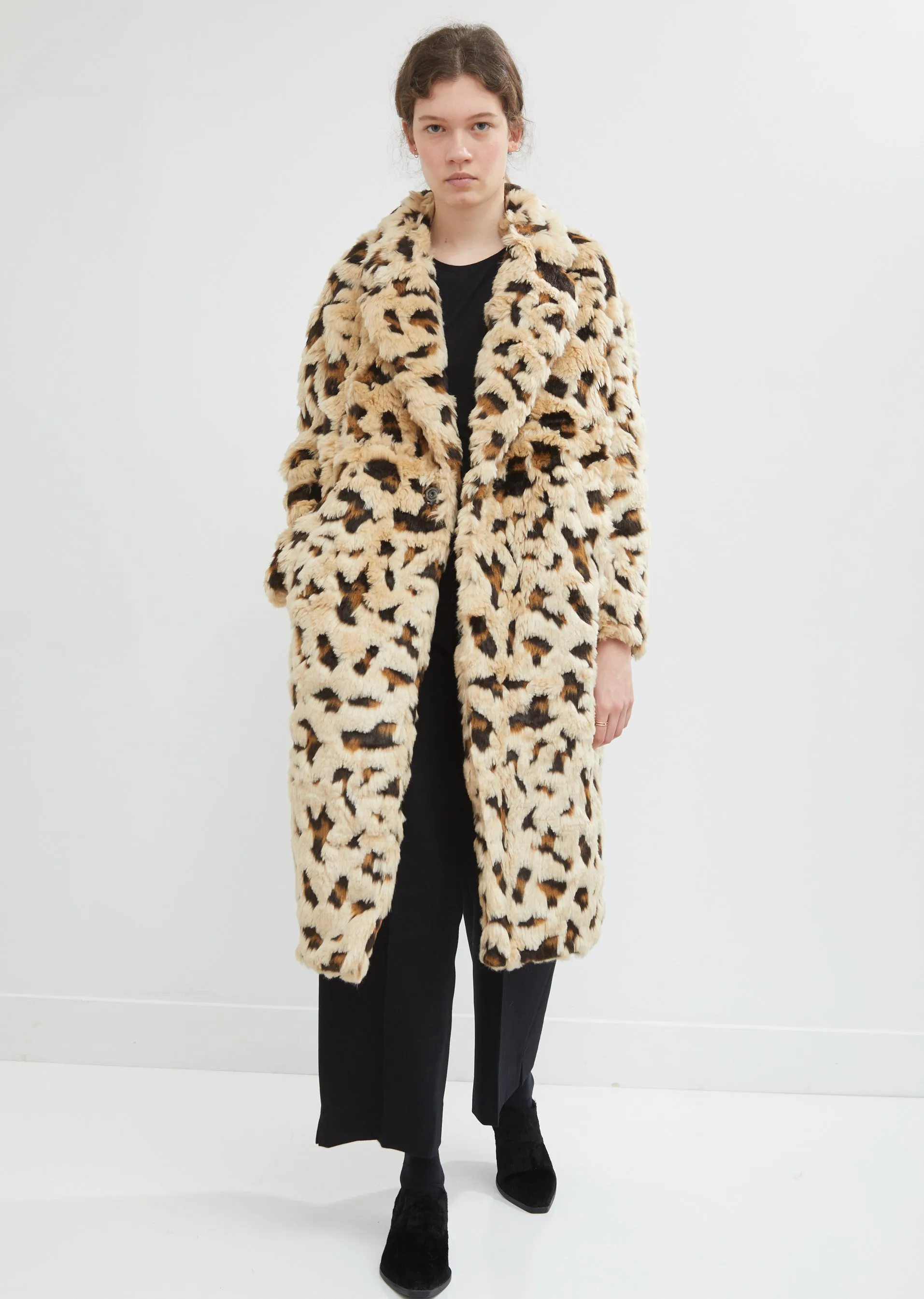 Jacquard Cheetah Faux Fur Coat