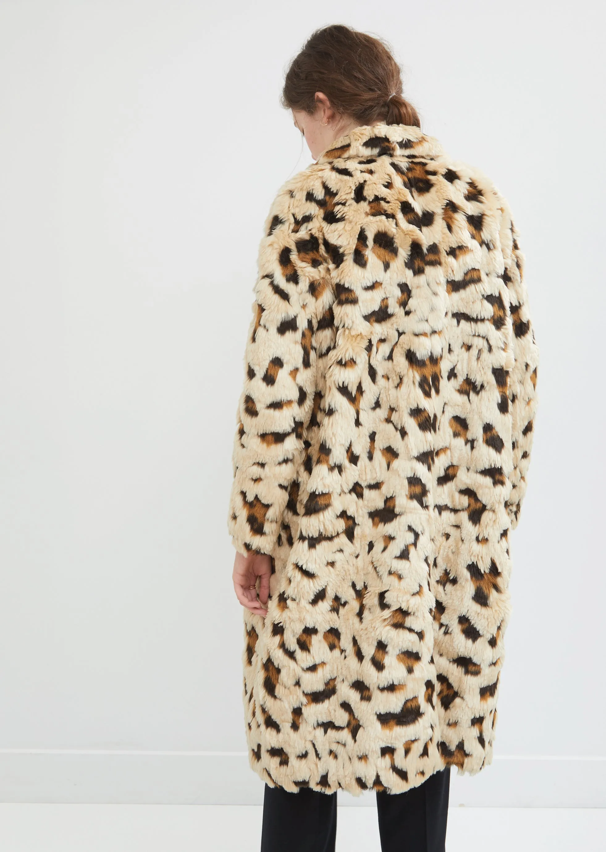 Jacquard Cheetah Faux Fur Coat