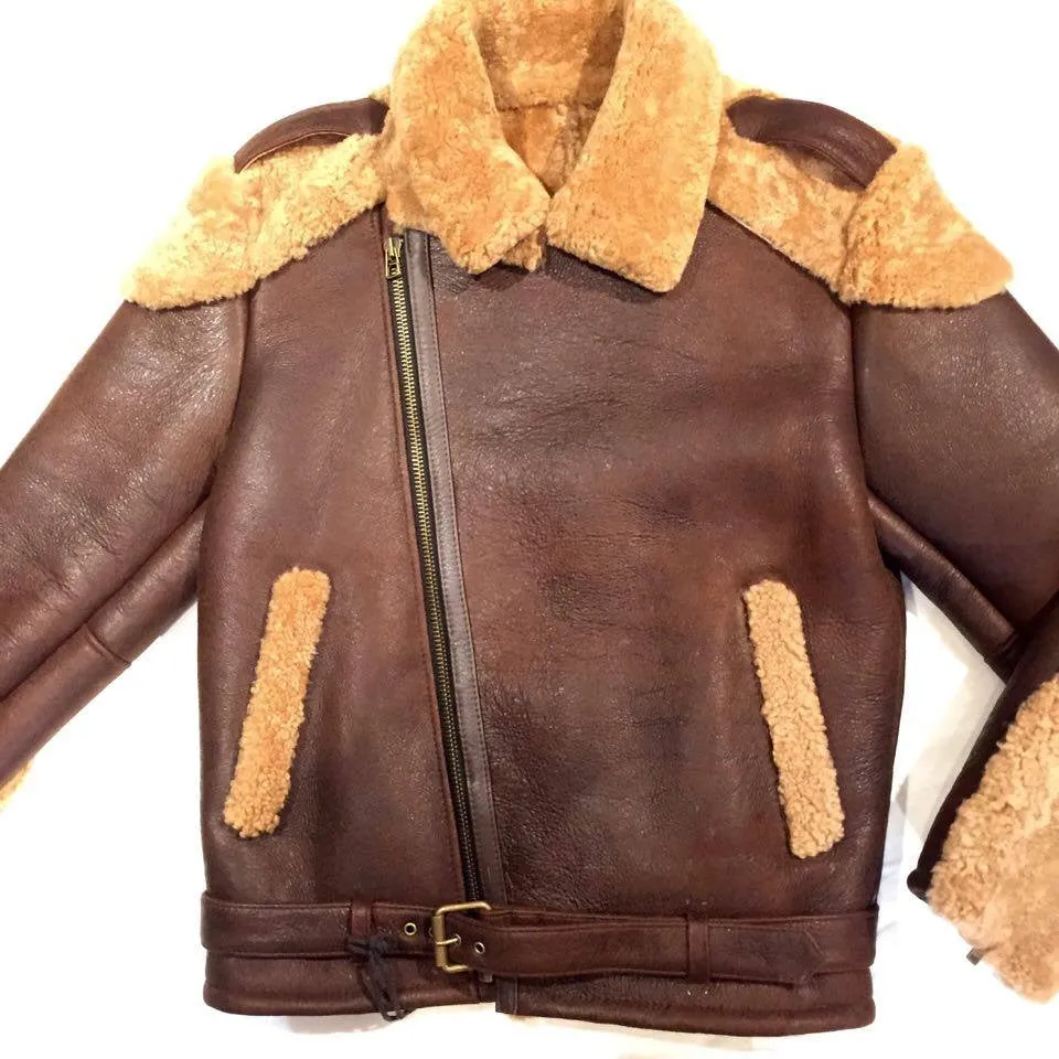 Jakewood Cocoa Biker Style Shearling Jacket