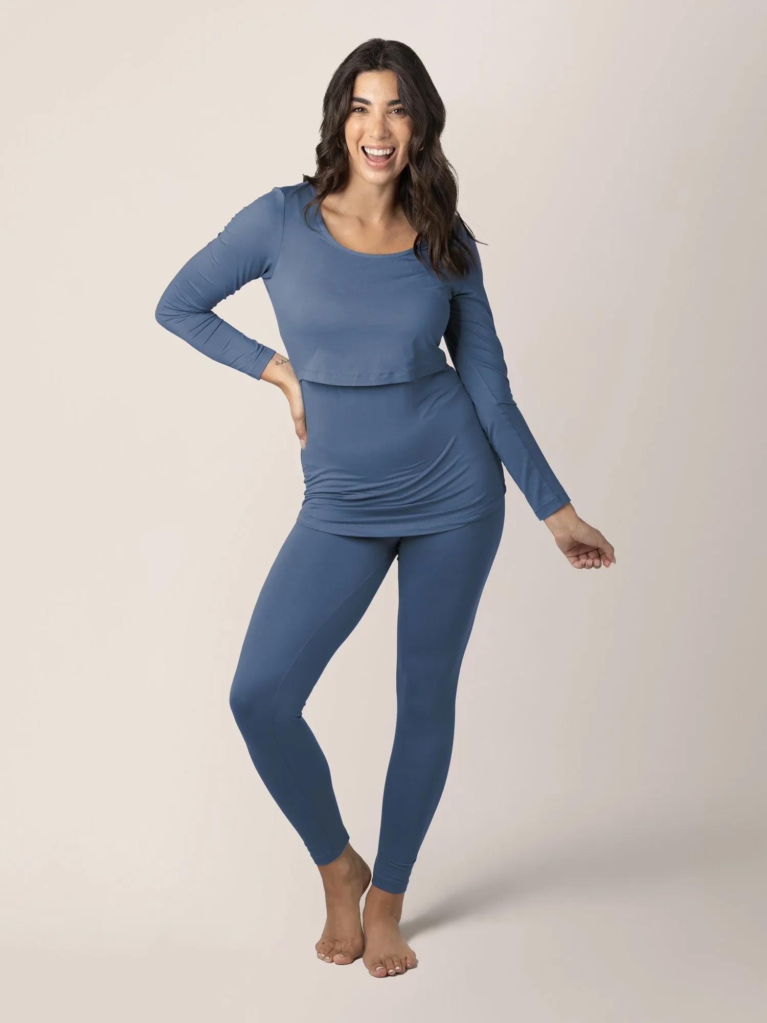 Jane Nursing Pajama Set | Slate Blue