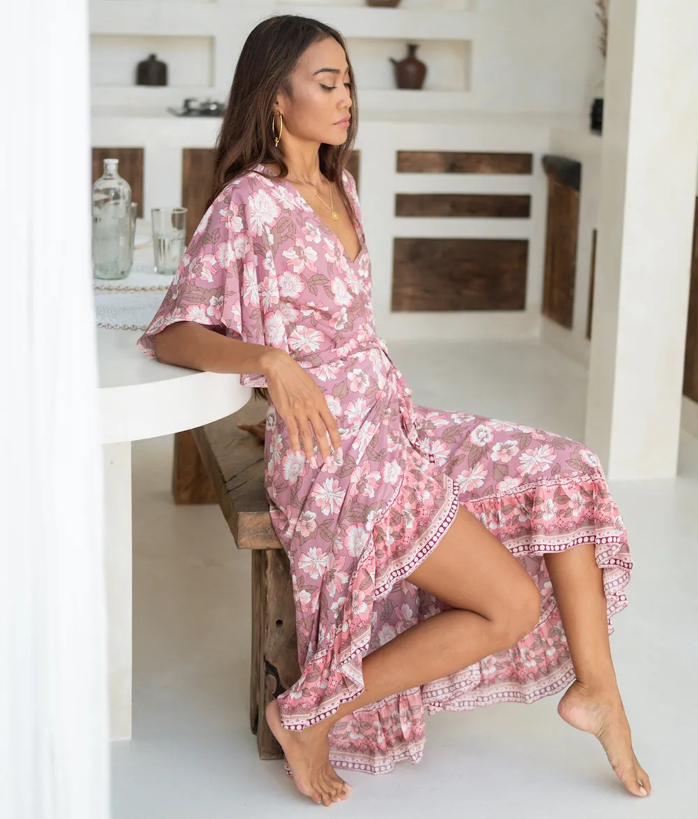 Jodoh Wrap Dress: Cerise