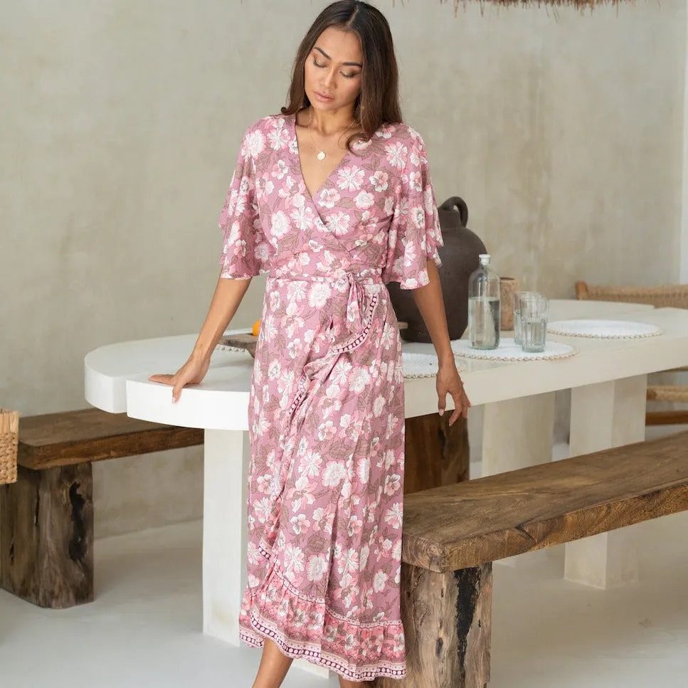 Jodoh Wrap Dress: Cerise