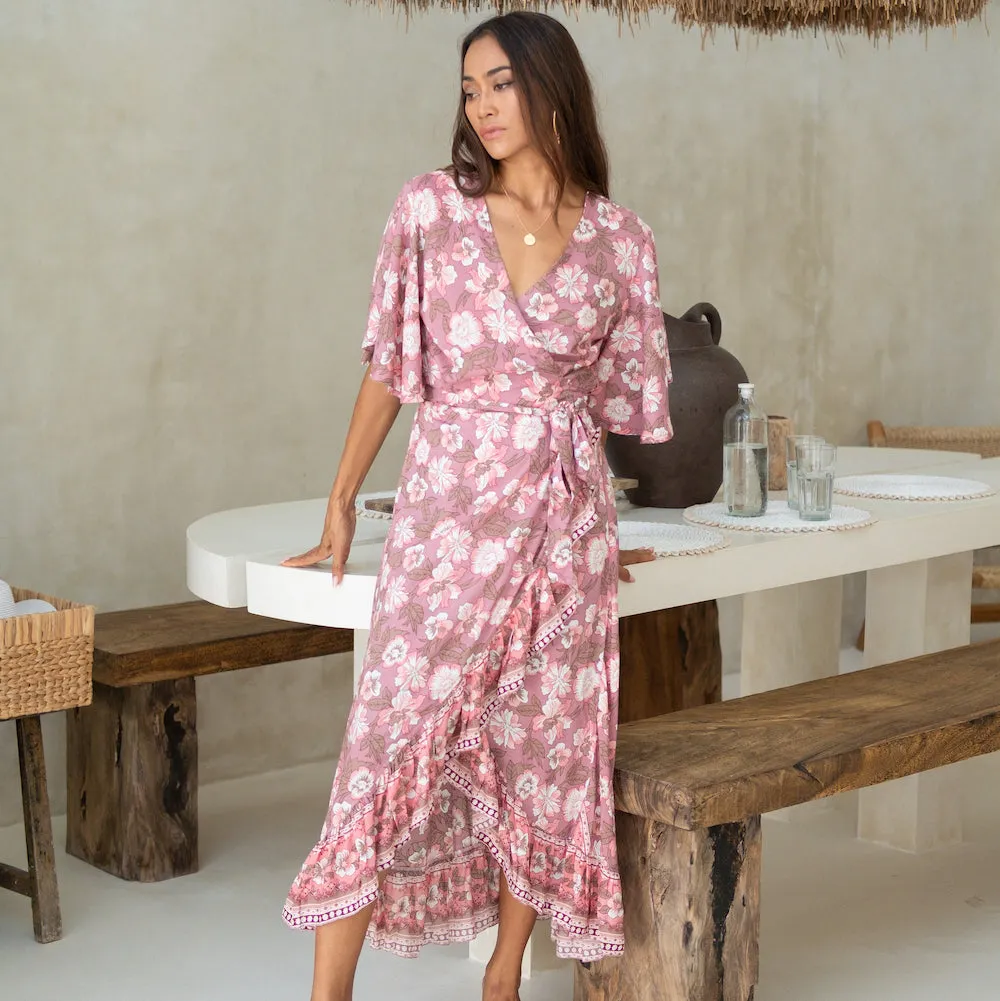 Jodoh Wrap Dress: Cerise