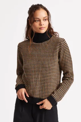 Joni Sweater - Khaki Houndstooth