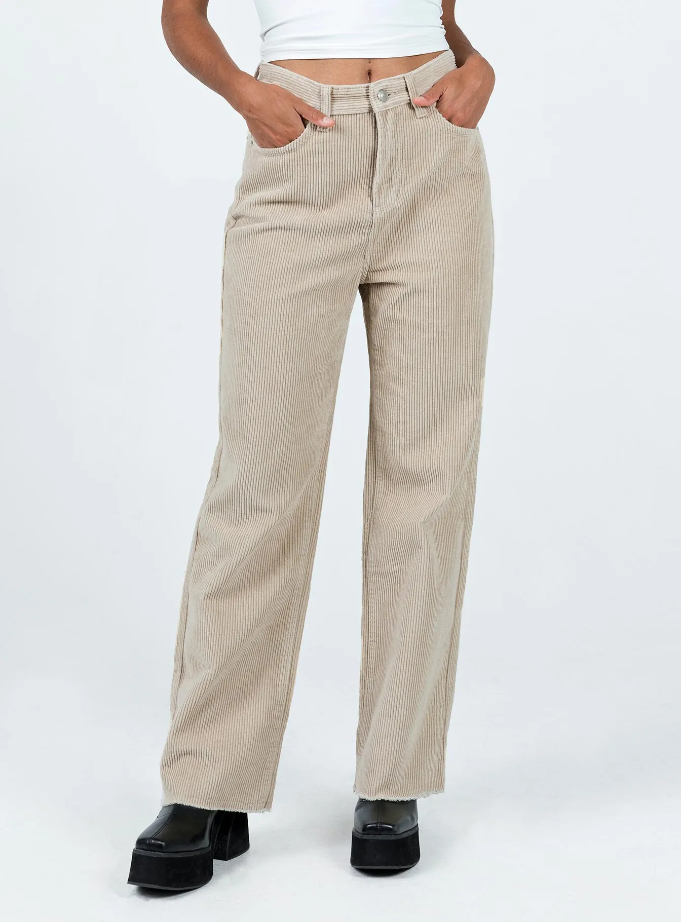 Kalinda Jeans Beige Cord