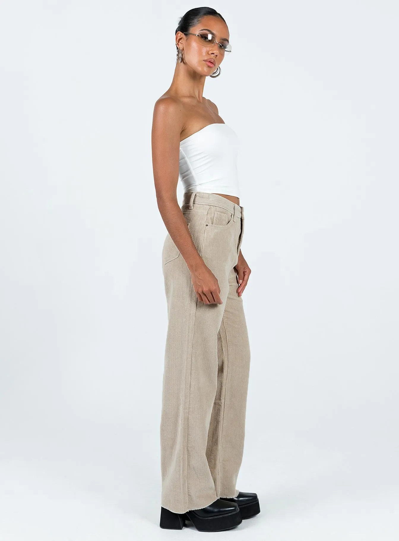 Kalinda Jeans Beige Cord