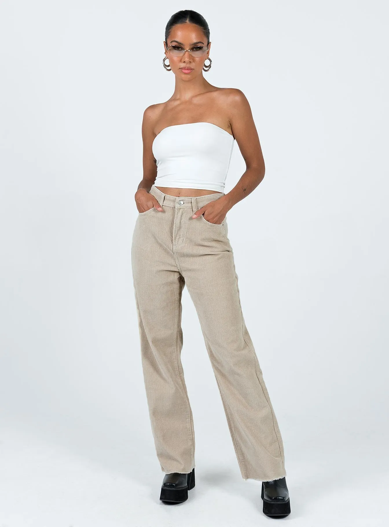 Kalinda Jeans Beige Cord