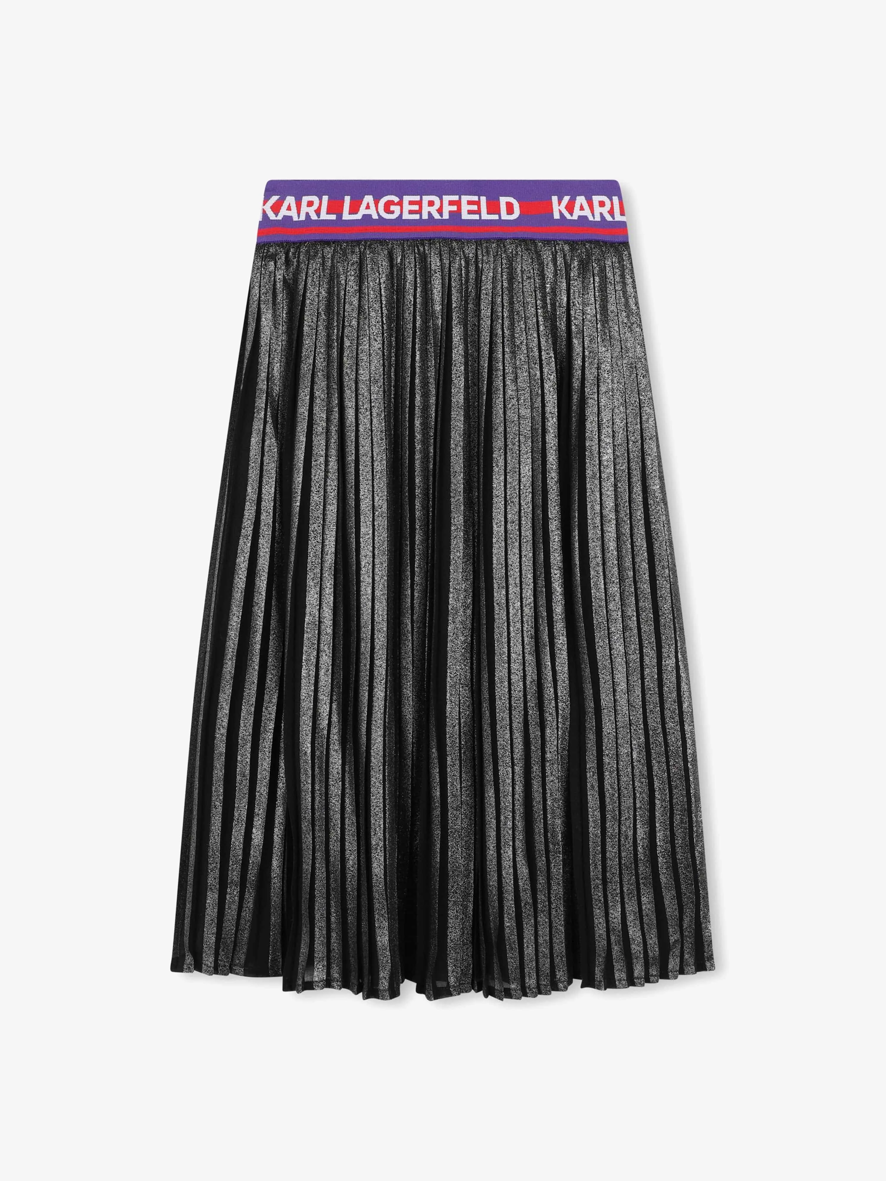 Karl Lagerfeld Girls Pleated Midi Skirt in Grey