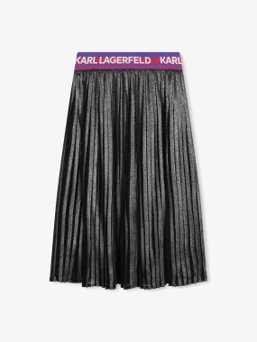 Karl Lagerfeld Girls Pleated Midi Skirt in Grey