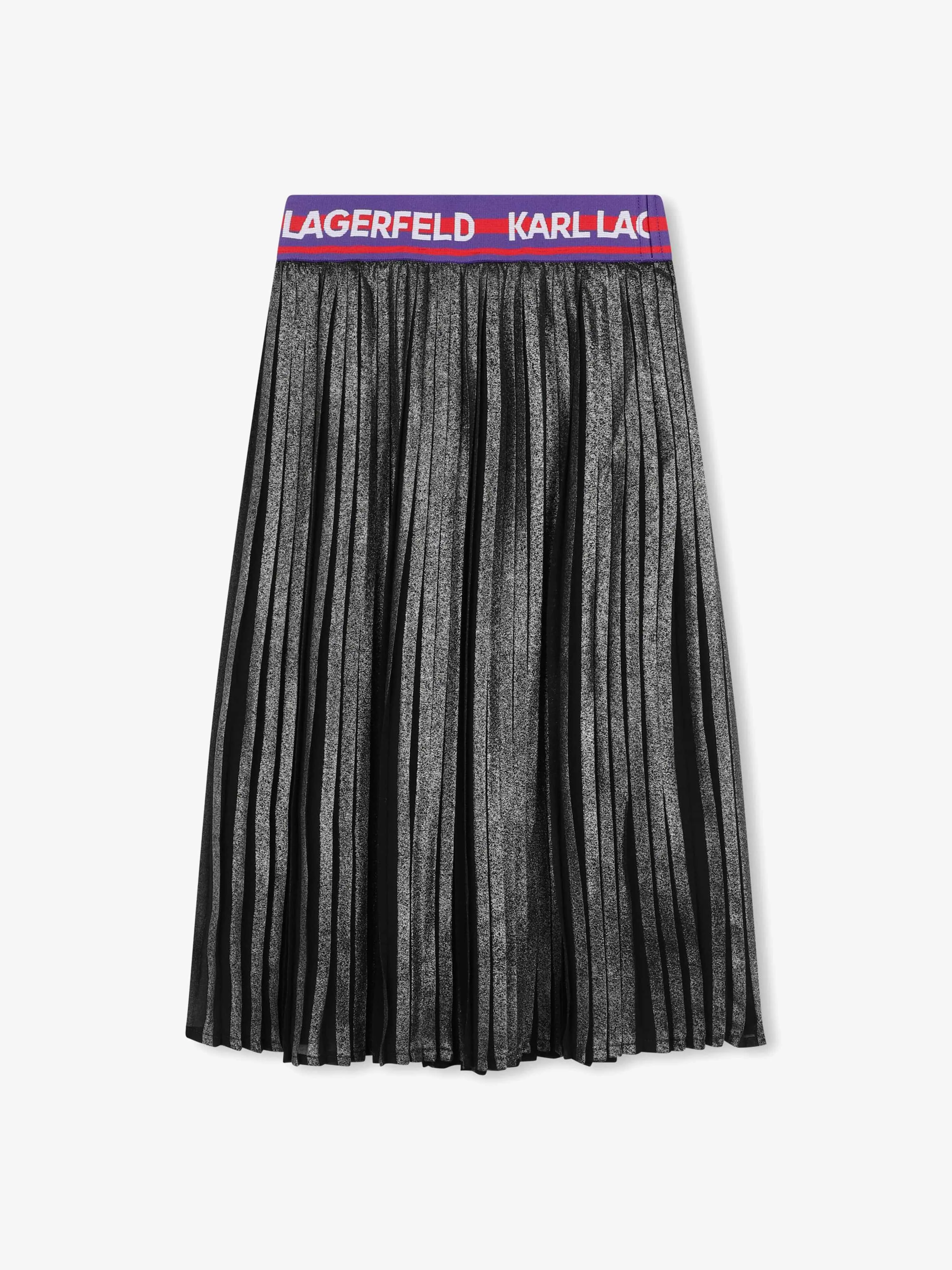 Karl Lagerfeld Girls Pleated Midi Skirt in Grey