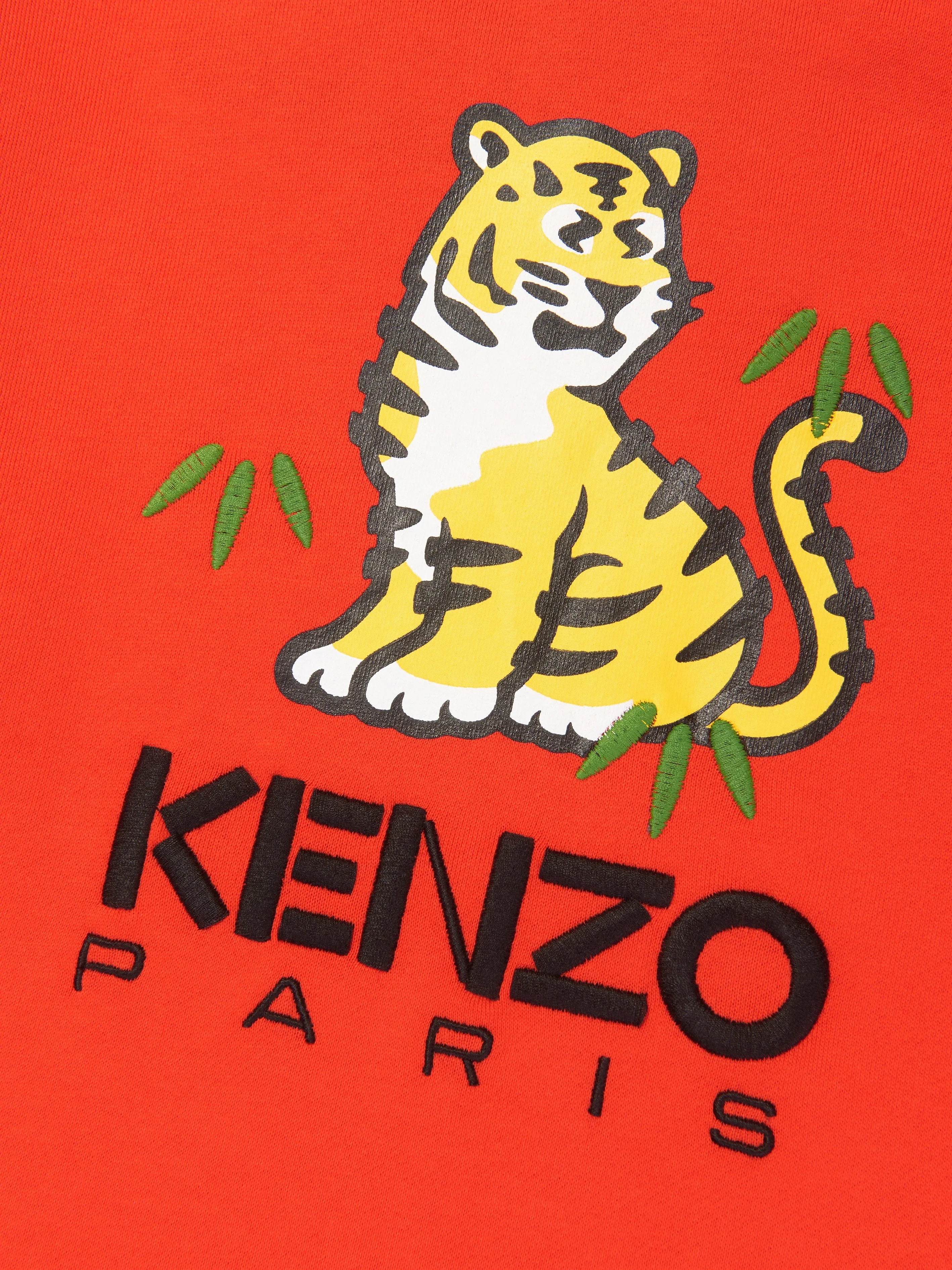 KENZO Girls Kotora Print Sweater Dress in Red