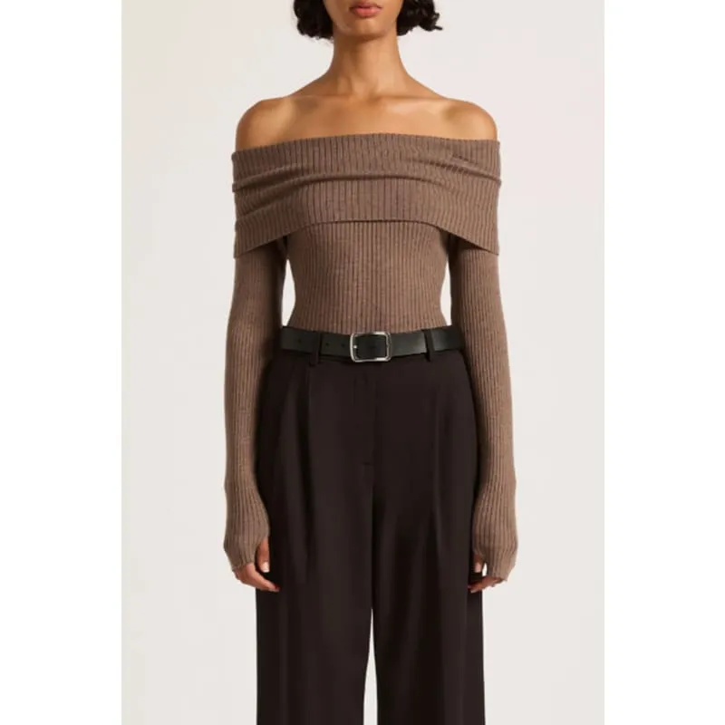 Krishna Off Shoulder Knit | Mocha