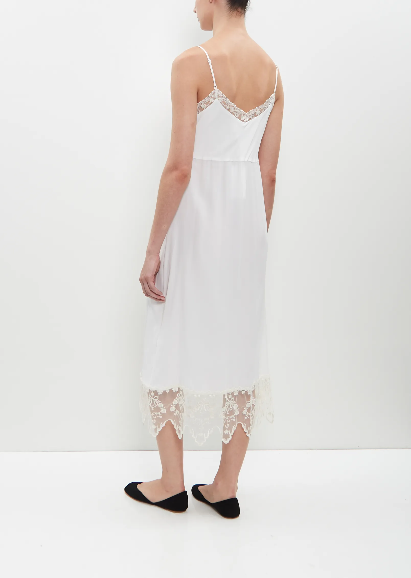 Lace Trim Slip Dress — Ivory