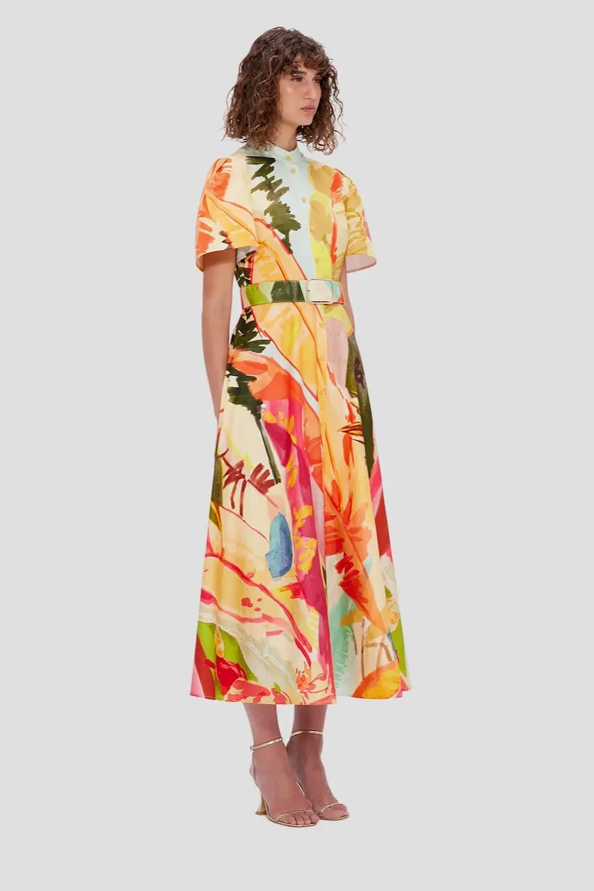 Leo Lin Bianca Short Sleeve Midi Dress - Rainforest Print