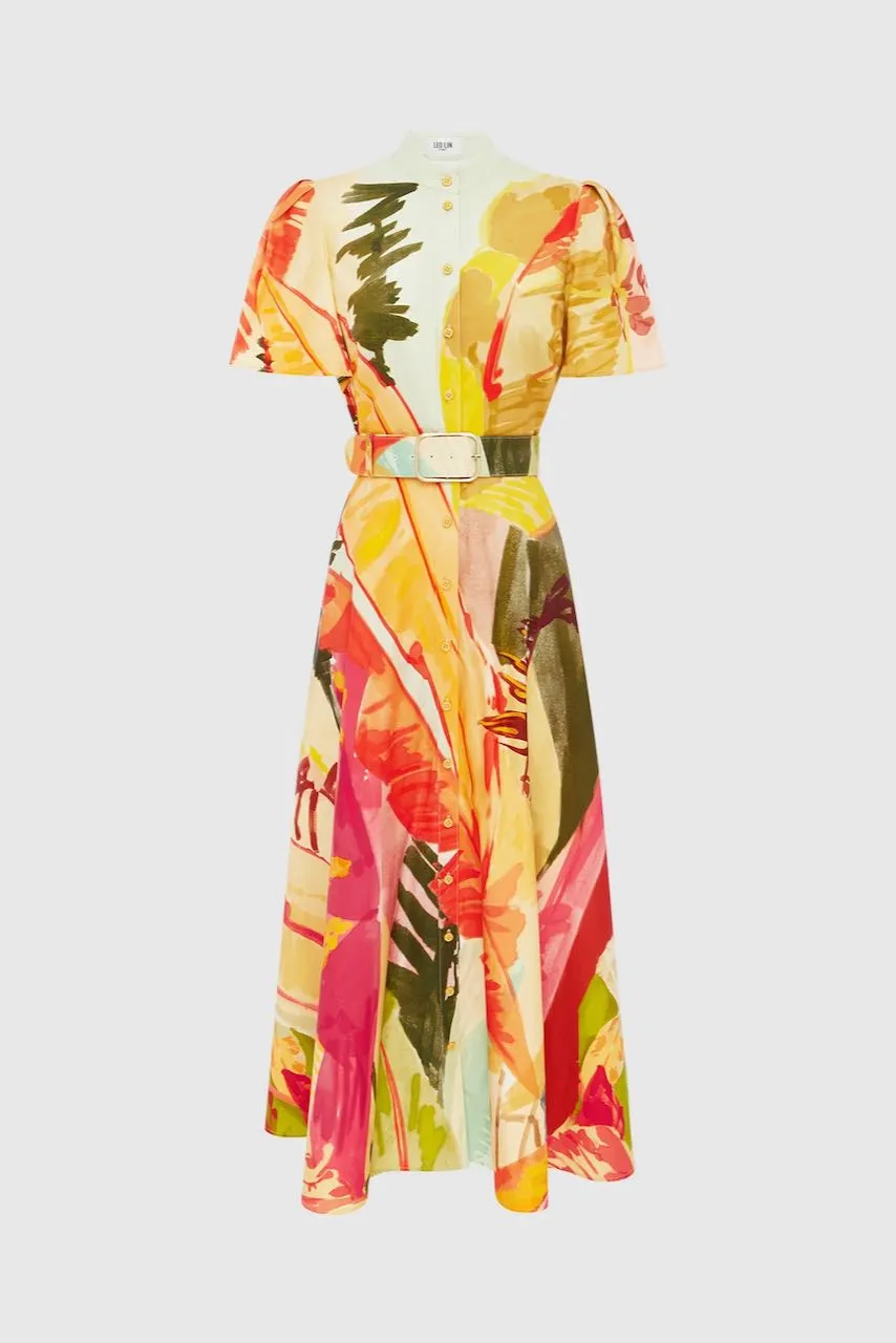 Leo Lin Bianca Short Sleeve Midi Dress - Rainforest Print