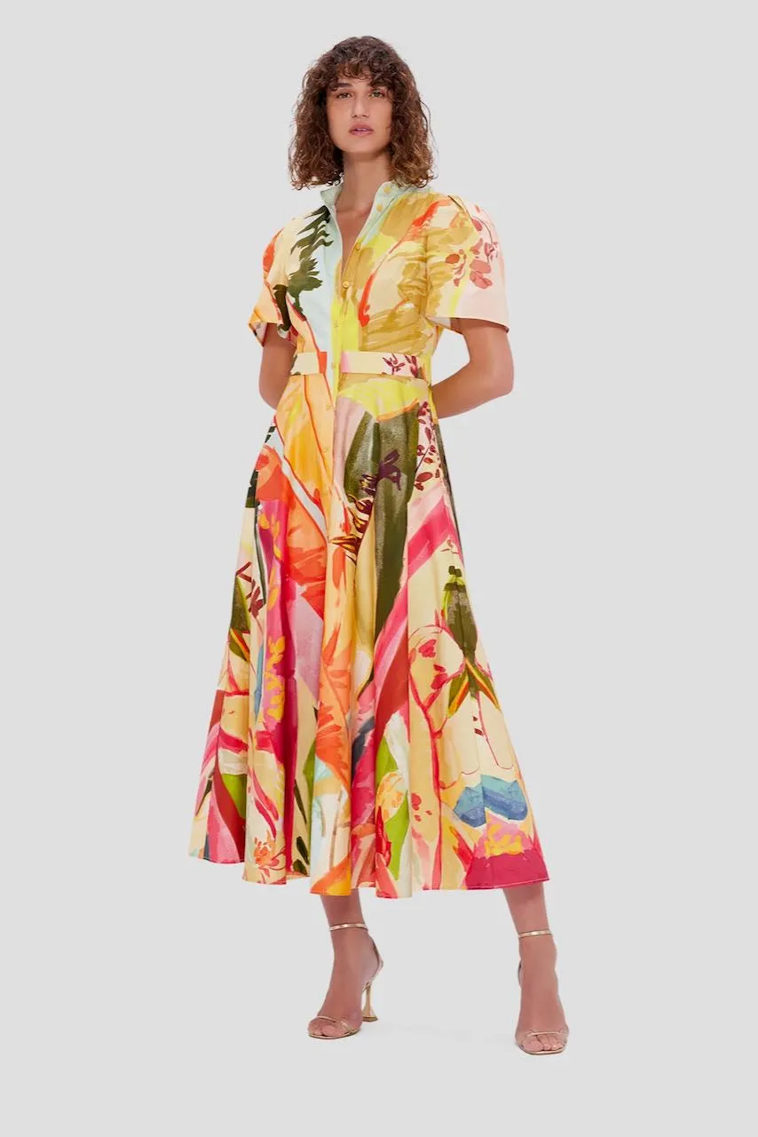 Leo Lin Bianca Short Sleeve Midi Dress - Rainforest Print