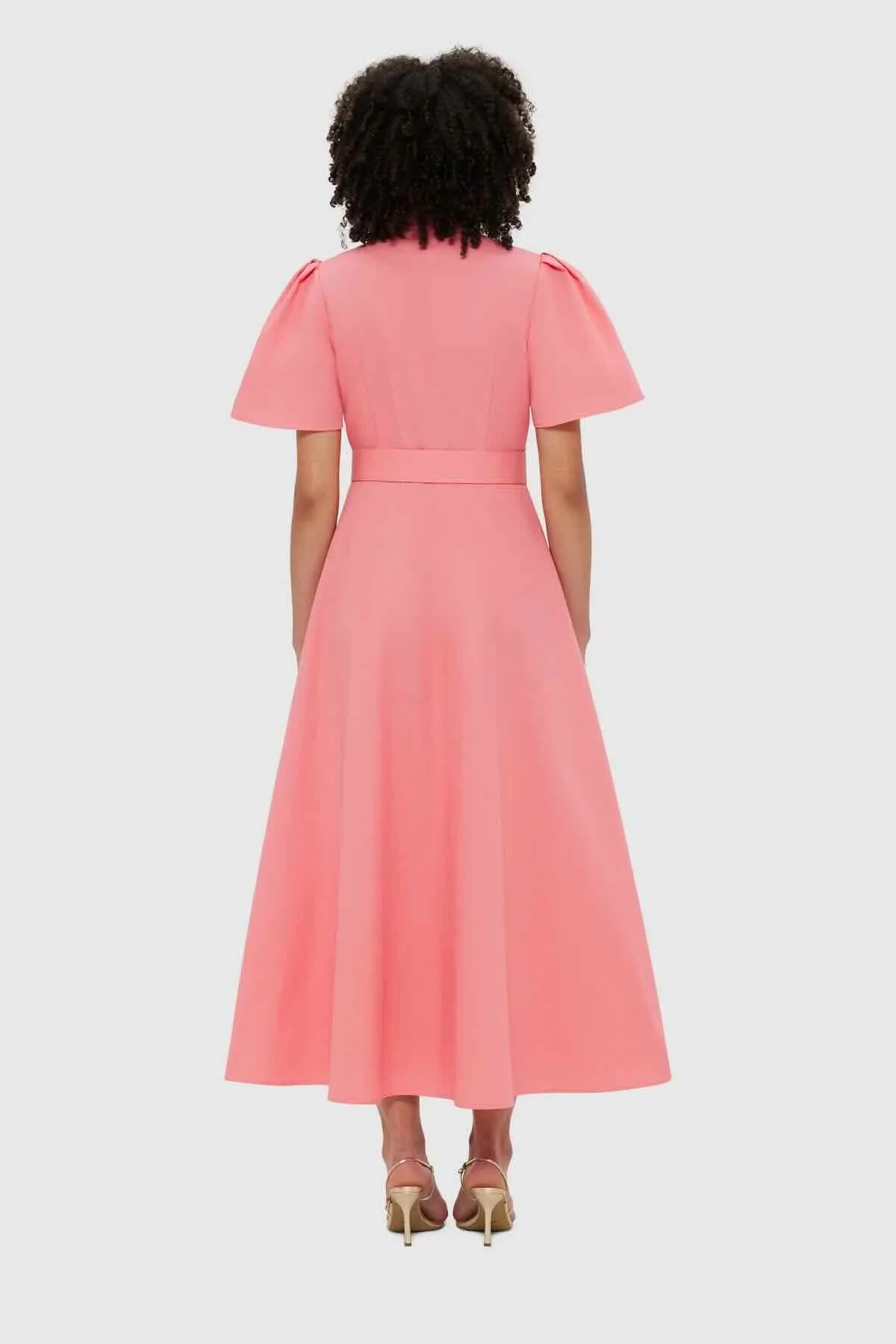 Leo Lin Bianca Short Sleeve Midi Dress - Strawberry Pink