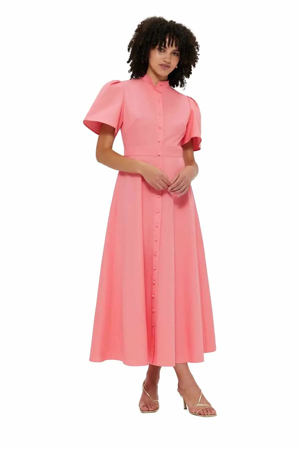 Leo Lin Bianca Short Sleeve Midi Dress - Strawberry Pink