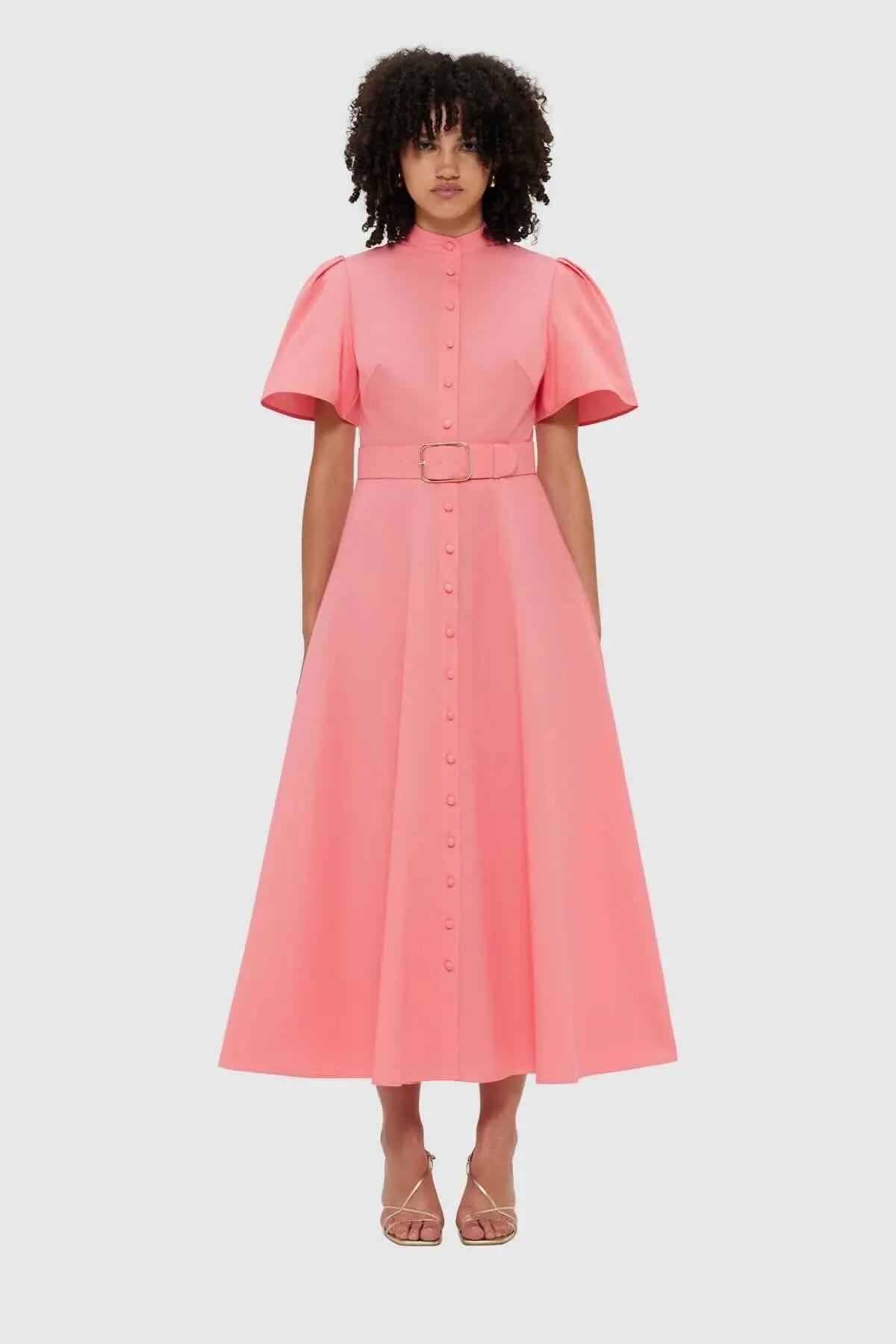 Leo Lin Bianca Short Sleeve Midi Dress - Strawberry Pink