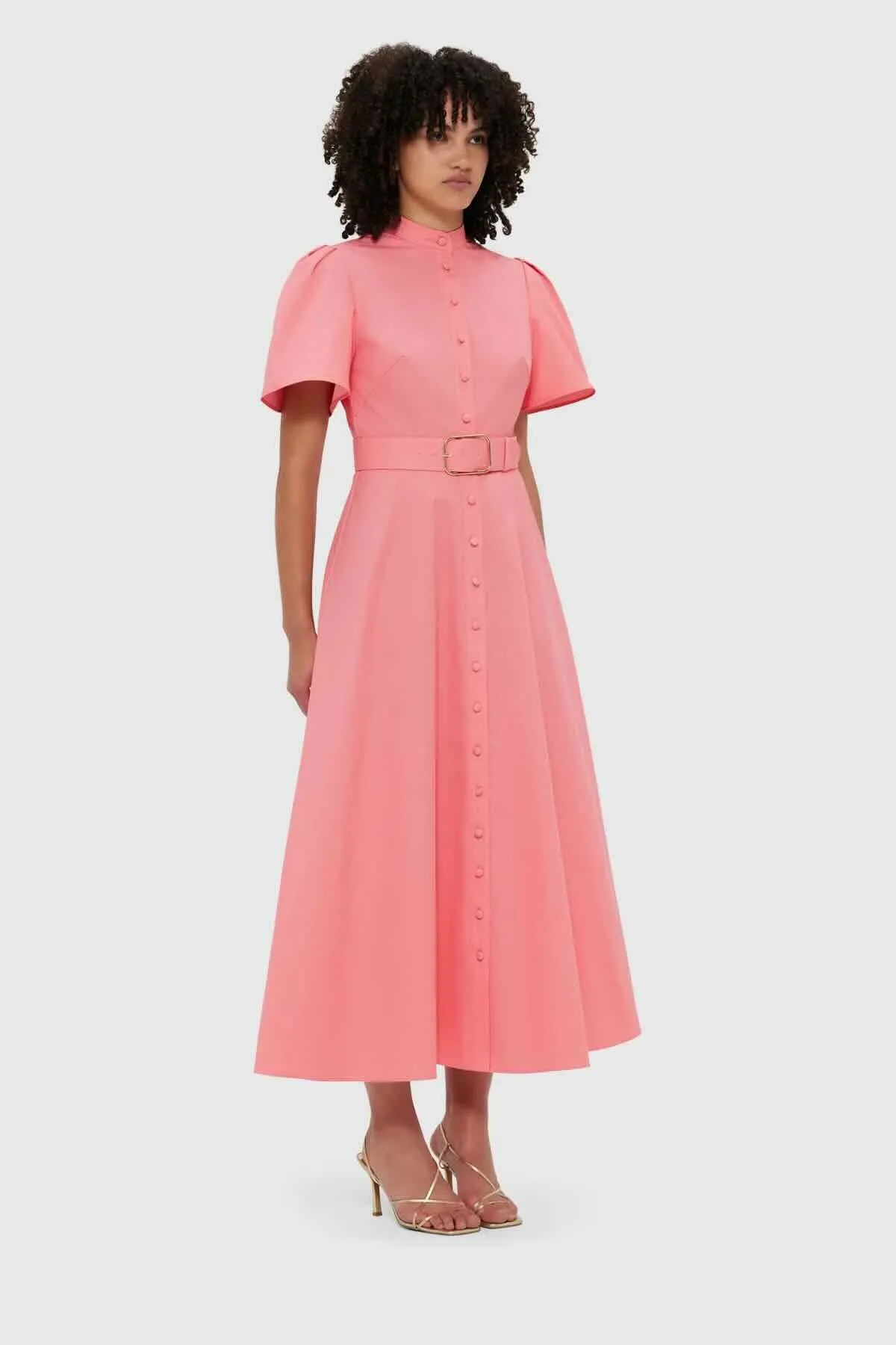 Leo Lin Bianca Short Sleeve Midi Dress - Strawberry Pink