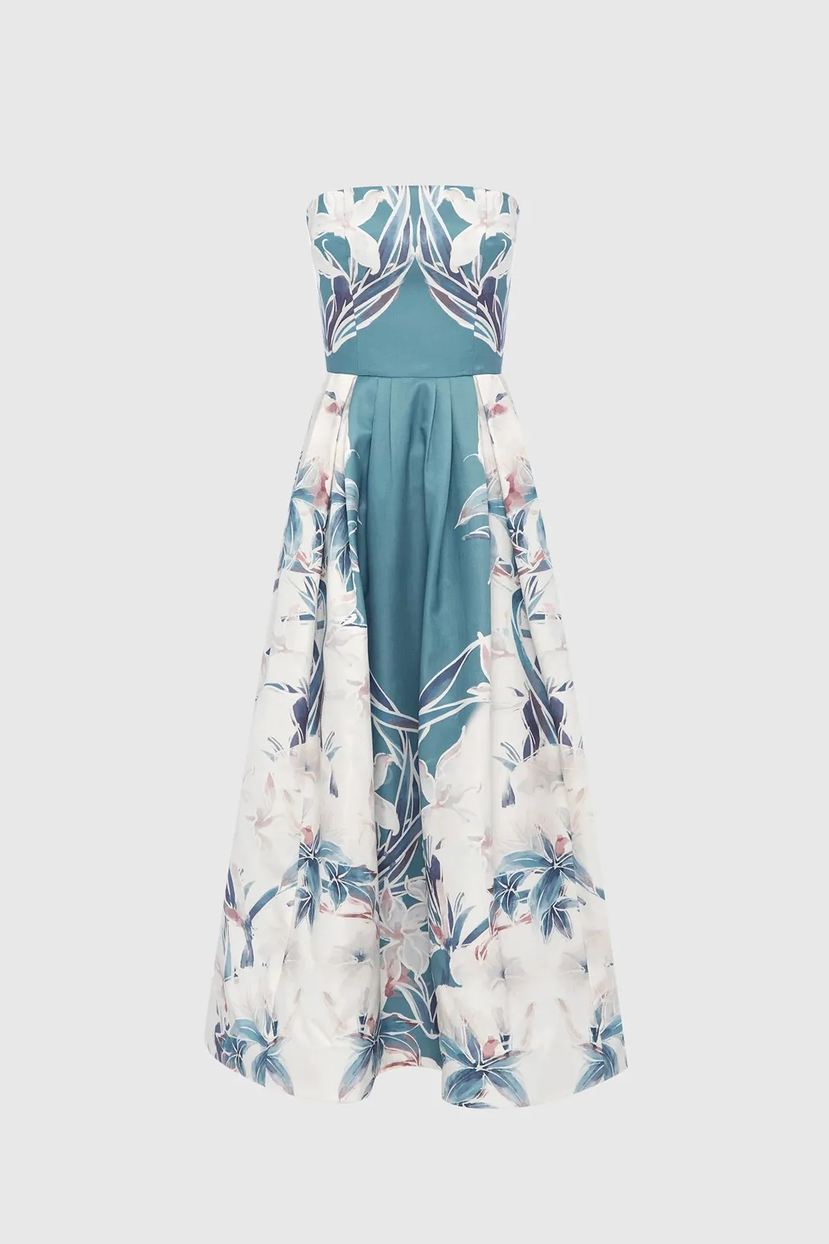 Leo Lin Lynn Bustier Midi Dress - Orient Print in Mist