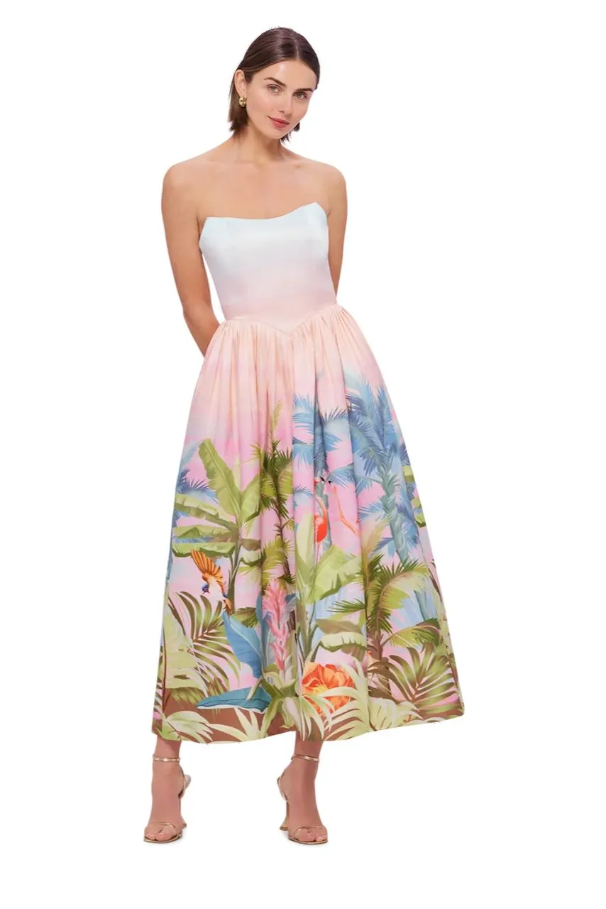 Leo Lin Melanie Bustier Midi Dress - Dreamscape Print