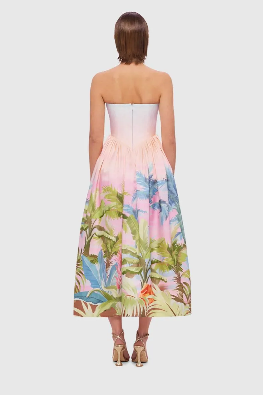 Leo Lin Melanie Bustier Midi Dress - Dreamscape Print