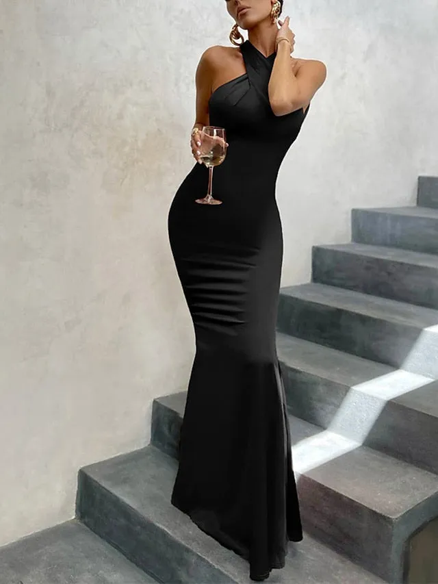 Long Elegant Long Bodycon Halter Evening Dress