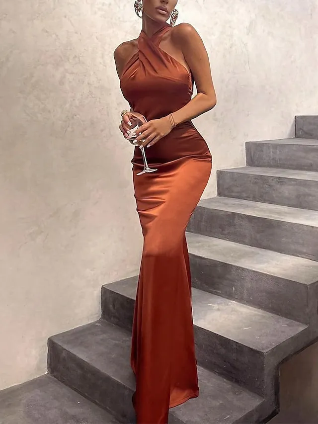 Long Elegant Long Bodycon Halter Evening Dress