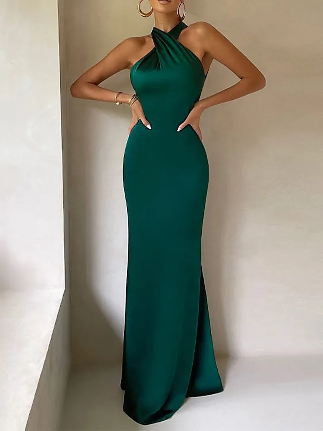 Long Elegant Long Bodycon Halter Evening Dress