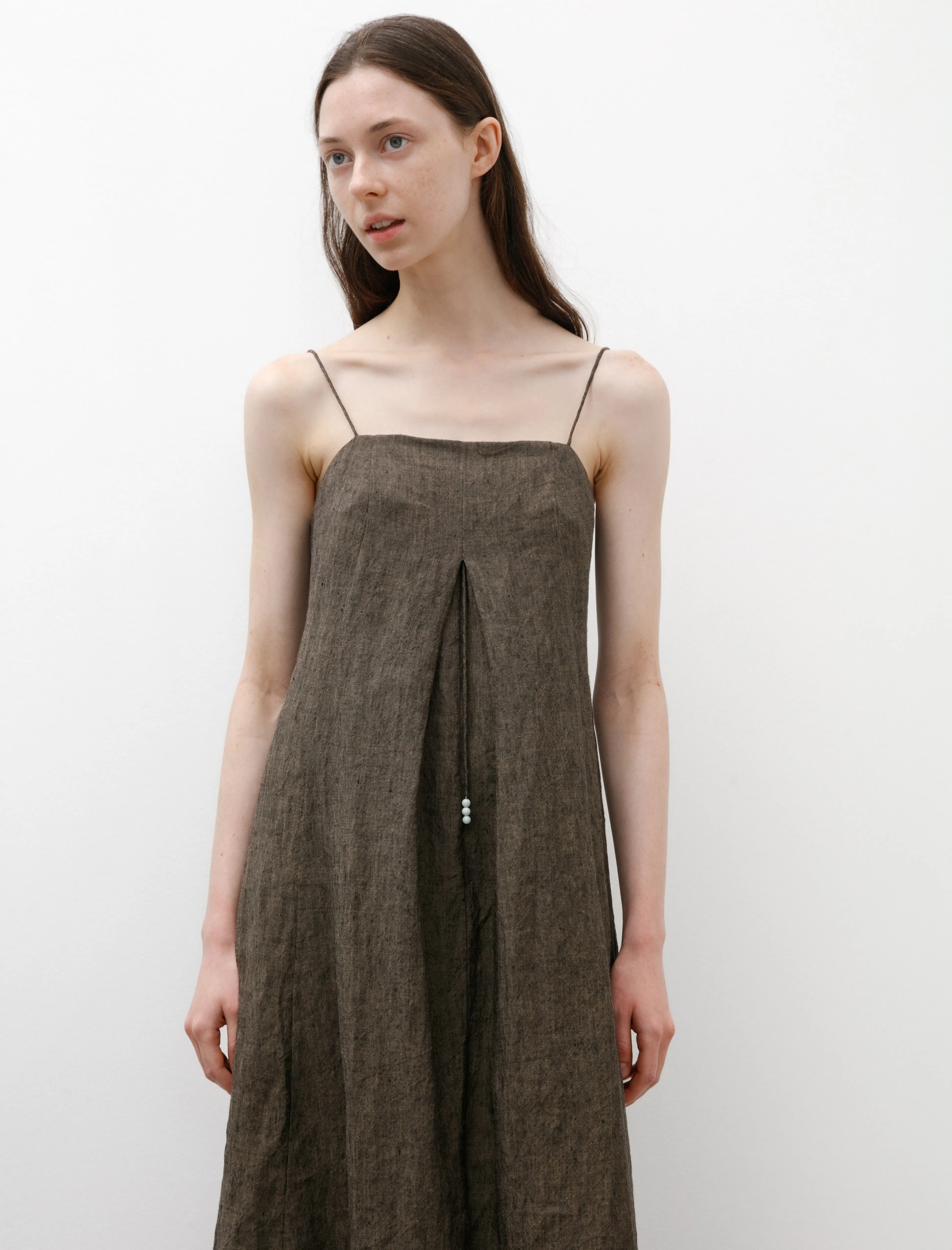 Long Slip Dress Walnut Linen