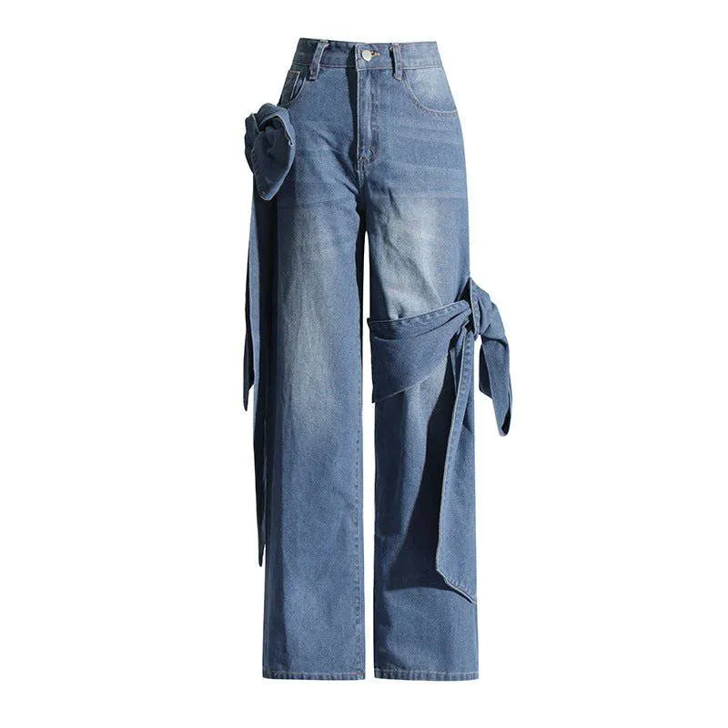 Mackenzie High Waist Bow Denim Pants